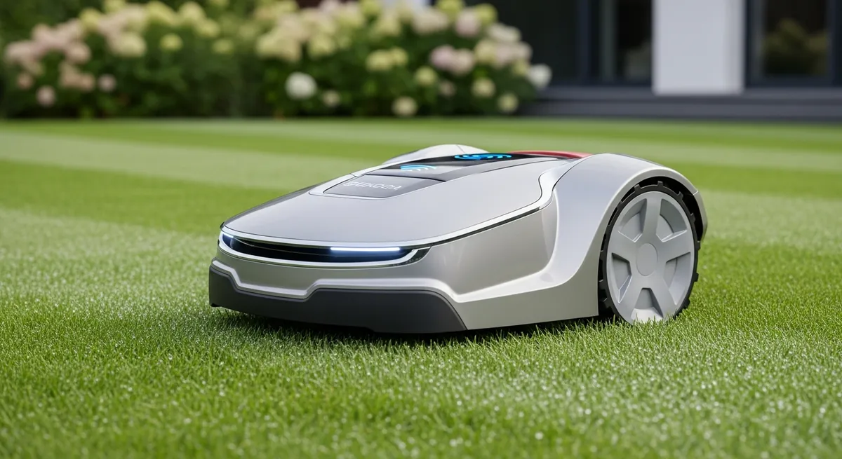 Robotic lawn mowing service in El Paso backyard